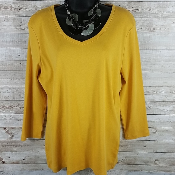 Talbots Tops - Talbots, Gold lightweight pullover top, Sz L